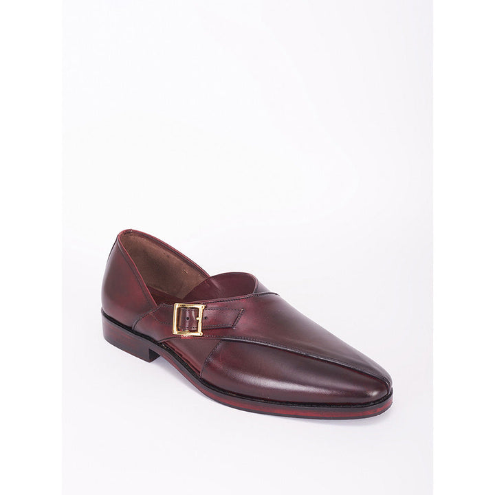 Bubber Couture Burgundy Classic Italian Leather Peshawari Casual Monk Straps