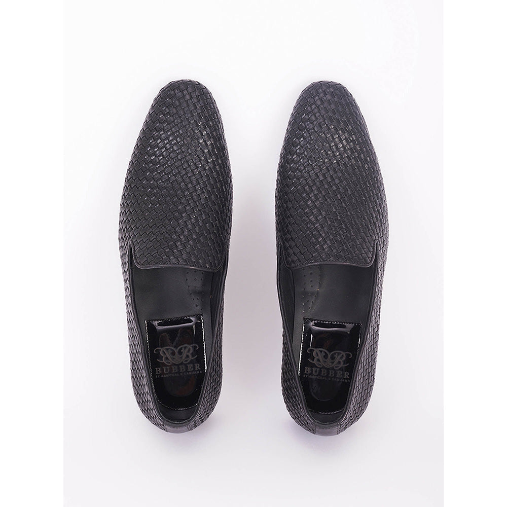 Bubber Couture Black Mesh Italian Leather Loafers Shoes