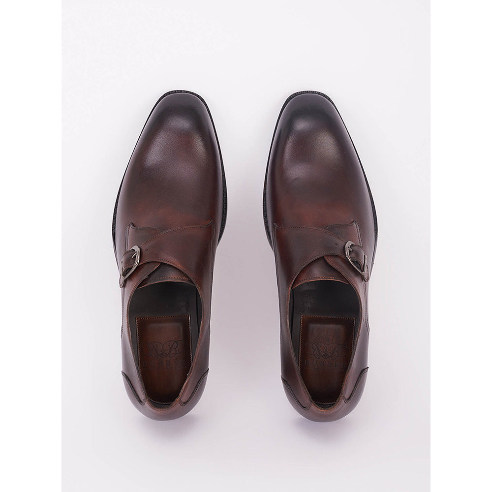 Bubber Couture Tan Classic Italian Leather Monk Straps Shoes