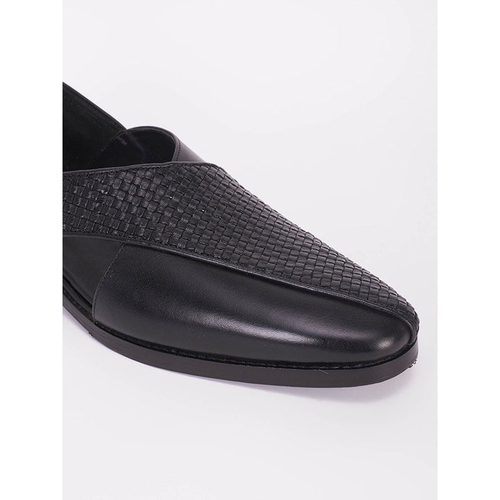 Bubber Couture Black Mesh Italian Leather Peshawari Shoes