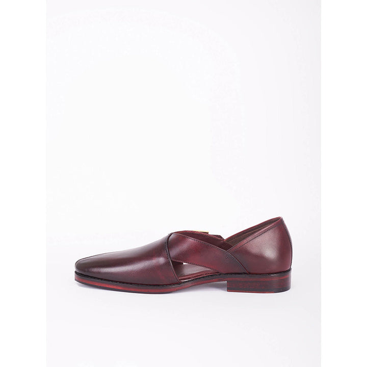 Bubber Couture Burgundy Italian Leather Peshawari Sandals