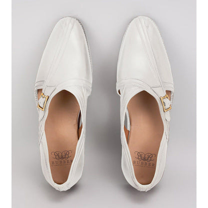 Bubber Couture Warner White Pintucked Italian Leather Peshawari Sandals