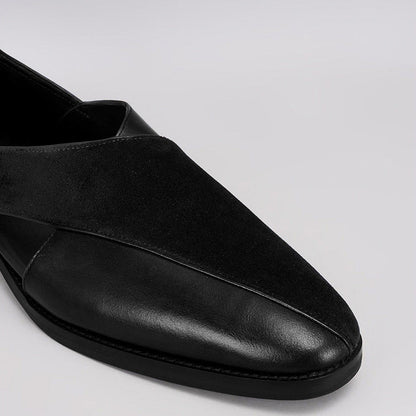 Bubber Couture Keith Black Italian Leather & Velvet Peshawari Sandals