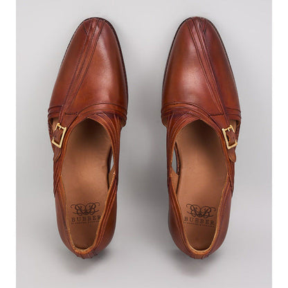 Bubber Couture Jacob Tan Pintucked Italian Leather Peshawari Sandals