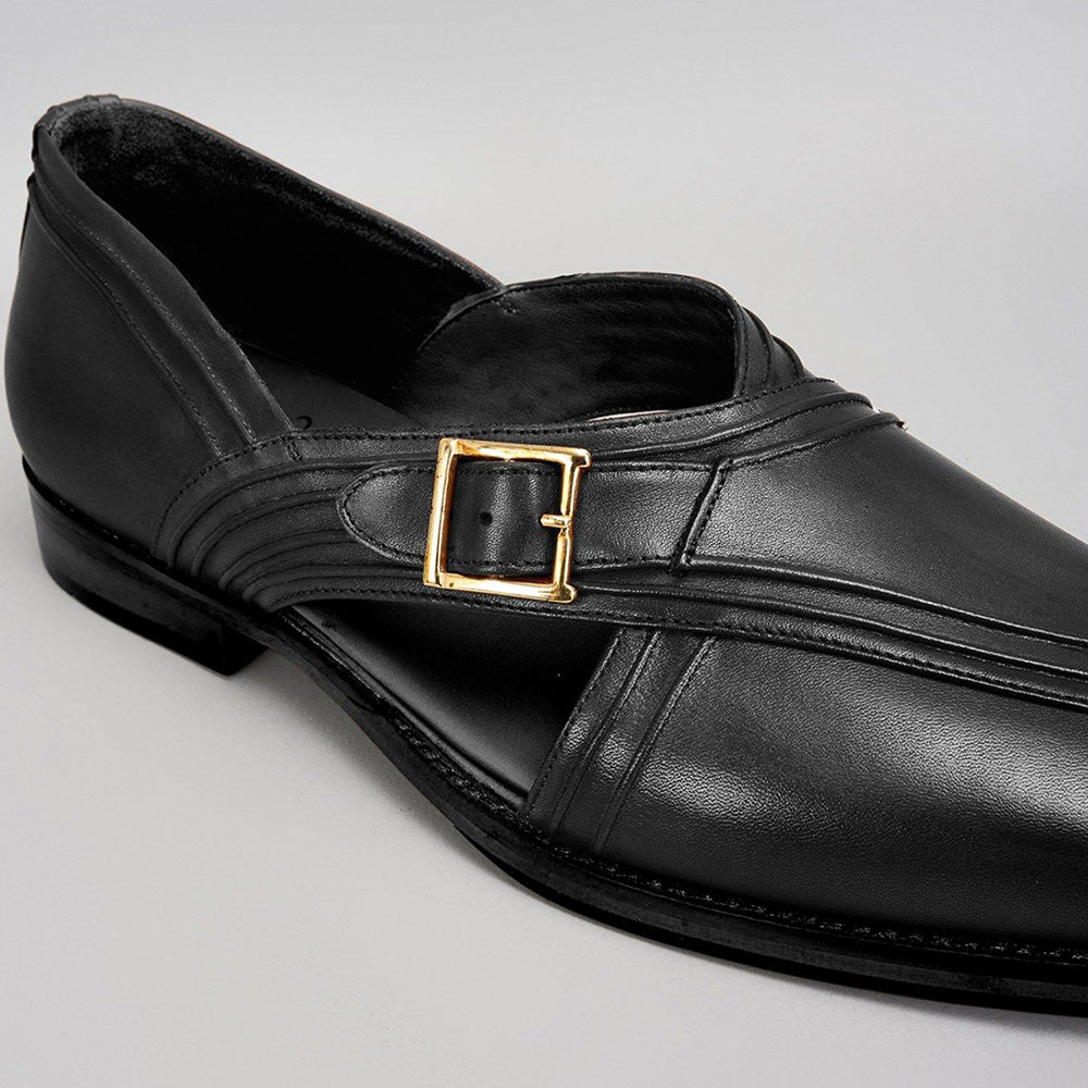 Bubber Couture Chester Grey Pintucked Italian Leather Peshawari Sandals