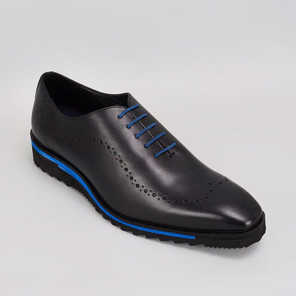 Bubber Couture Noah Black & Blue Italian Leather Sneaker Shoes