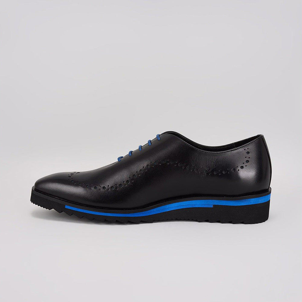 Bubber Couture Noah Black & Blue Italian Leather Sneaker Shoes
