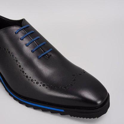 Bubber Couture Noah Black & Blue Italian Leather Sneaker Shoes