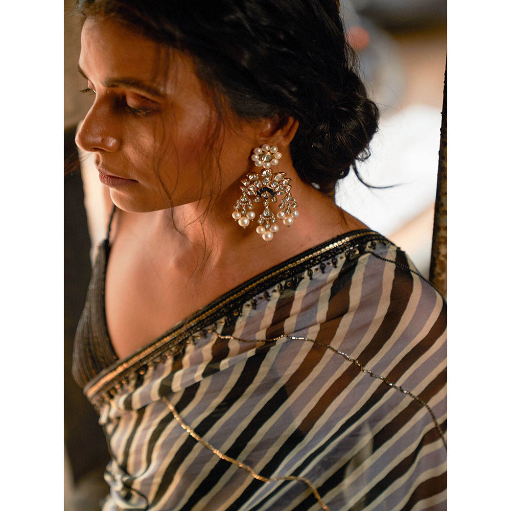 17 : 17 by Simmi Saboo Black Saree with Stitched Blouse and Belt