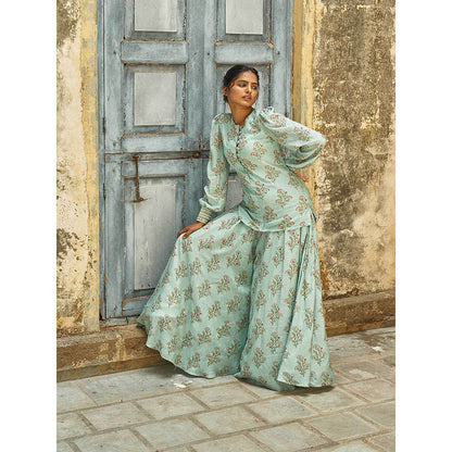 17 : 17 by Simmi Saboo Powder Blue Short Kurta with Gharara (Set of 2)