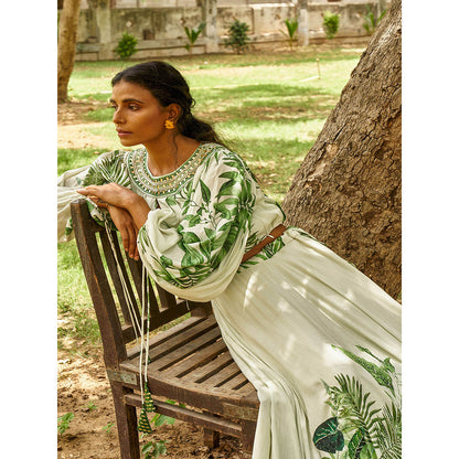 17 : 17 by Simmi Saboo Tropical Print Balloon Bustier with Heavy Skirt (Set of 2)