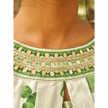 17 : 17 by Simmi Saboo Tropical Print Balloon Bustier with Heavy Skirt (Set of 2)