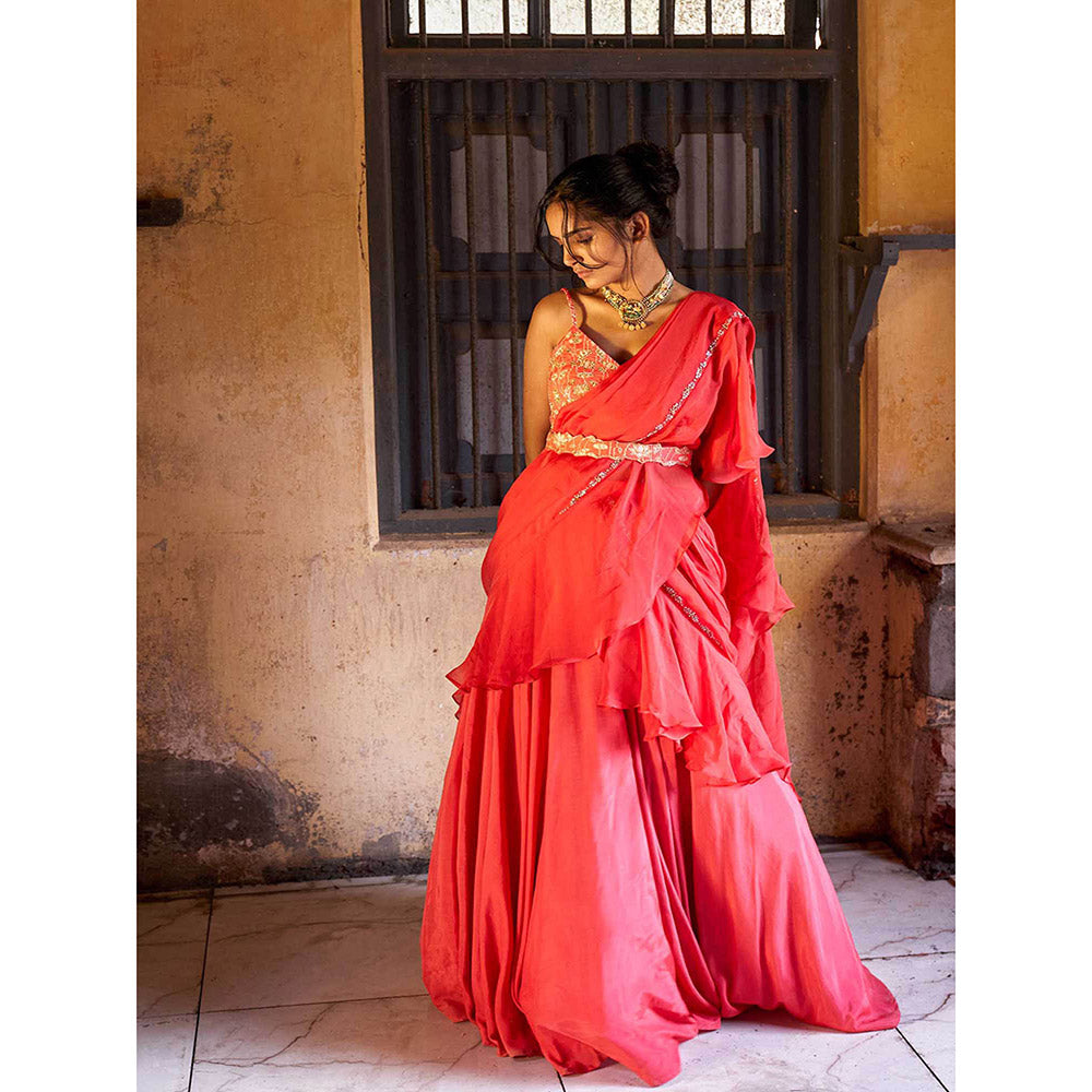 17 : 17 by Simmi Saboo Bustier and Drape Saree with Belt