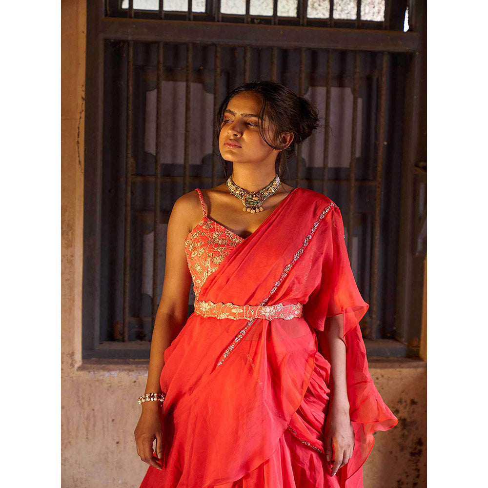 17 : 17 by Simmi Saboo Bustier and Drape Saree with Belt