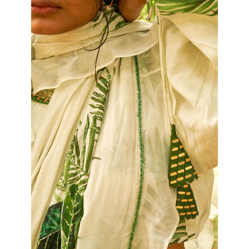 17 : 17 by Simmi Saboo White Saree with Stitched Blouse