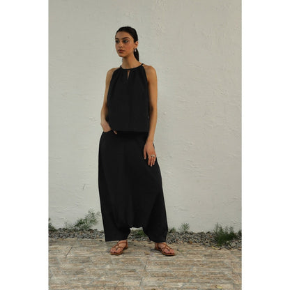 CANOOPI Black Ultra Gathered Co Ord (Set of 2)