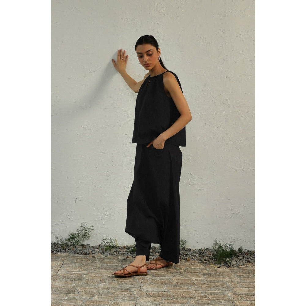 CANOOPI Black Ultra Gathered Co Ord (Set of 2)