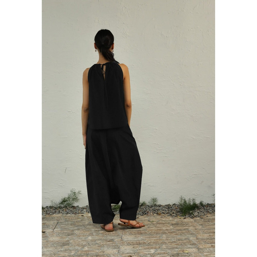 CANOOPI Black Ultra Gathered Co Ord (Set of 2)