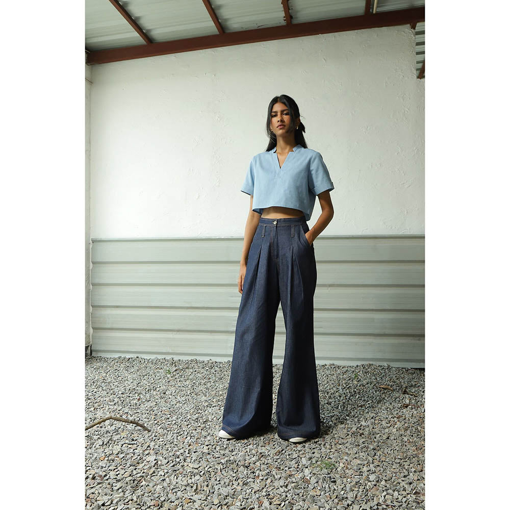 CANOOPI Denim Fusion Crop Top and Pant (Set of 2)