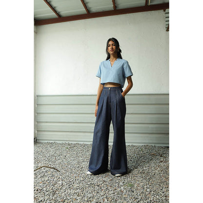 CANOOPI Denim Fusion Crop Top and Pant (Set of 2)