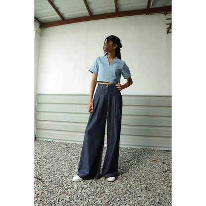 CANOOPI Denim Fusion Crop Top and Pant (Set of 2)
