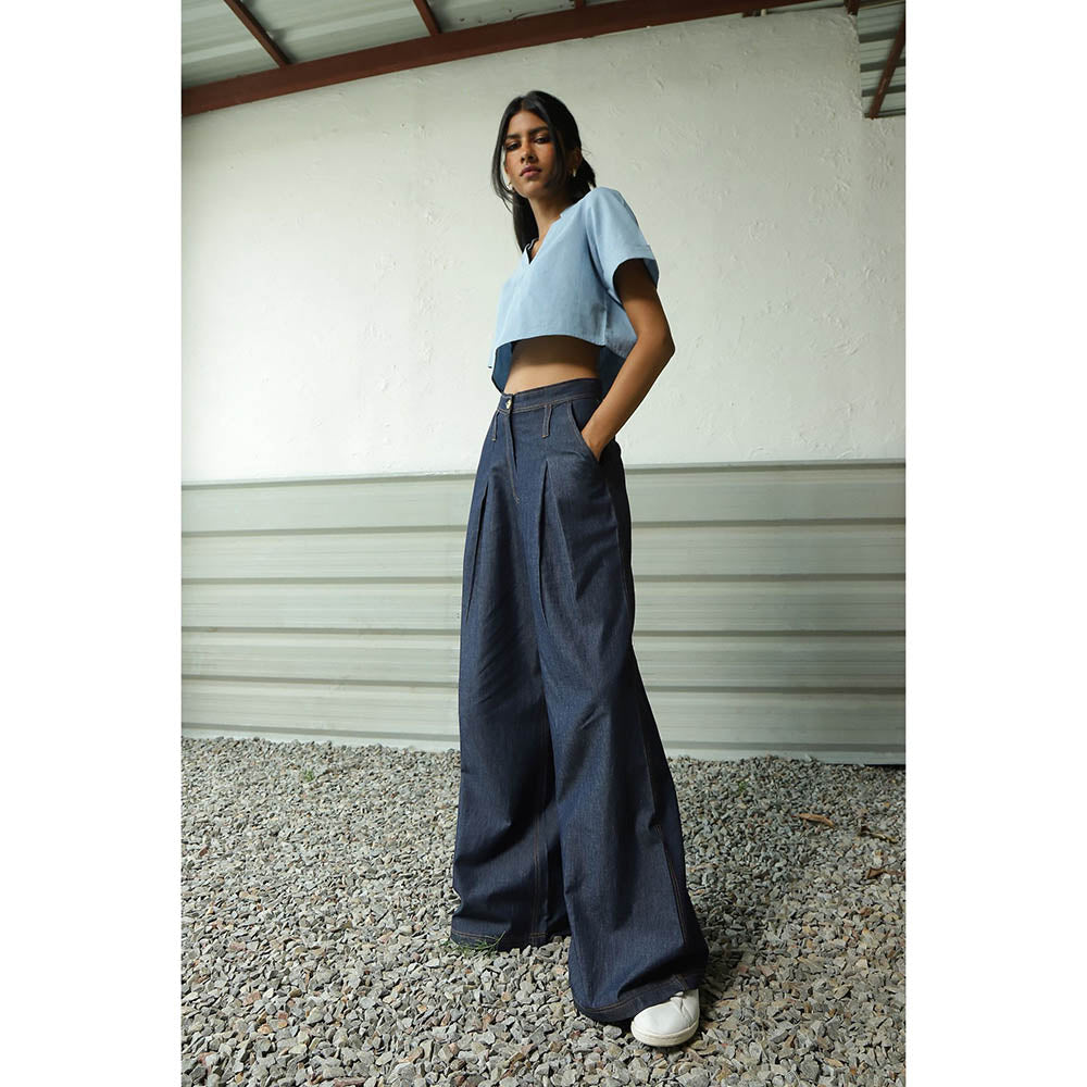 CANOOPI Denim Fusion Crop Top and Pant (Set of 2)