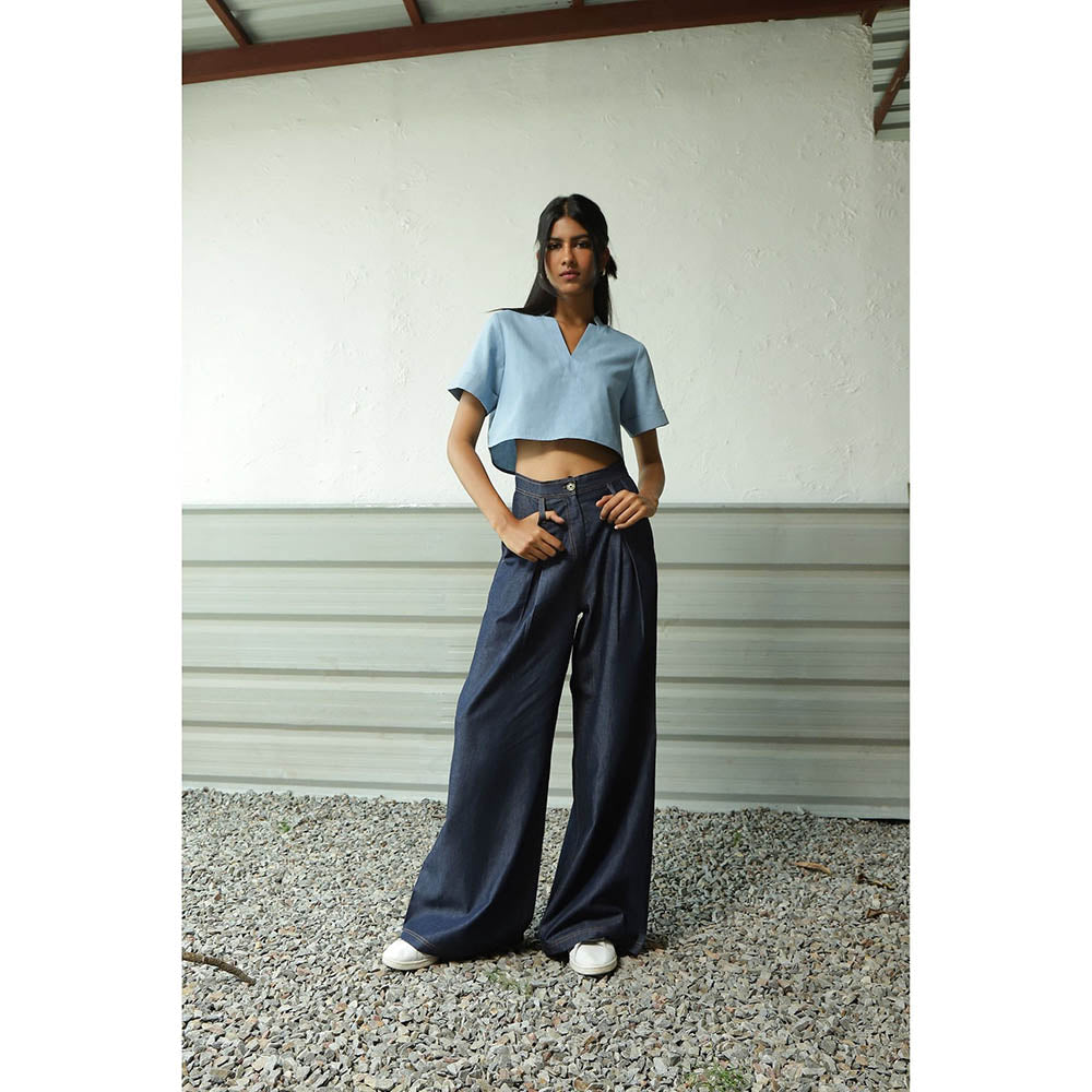 CANOOPI Denim Fusion Crop Top and Pant (Set of 2)