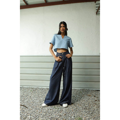 CANOOPI Denim Fusion Crop Top and Pant (Set of 2)