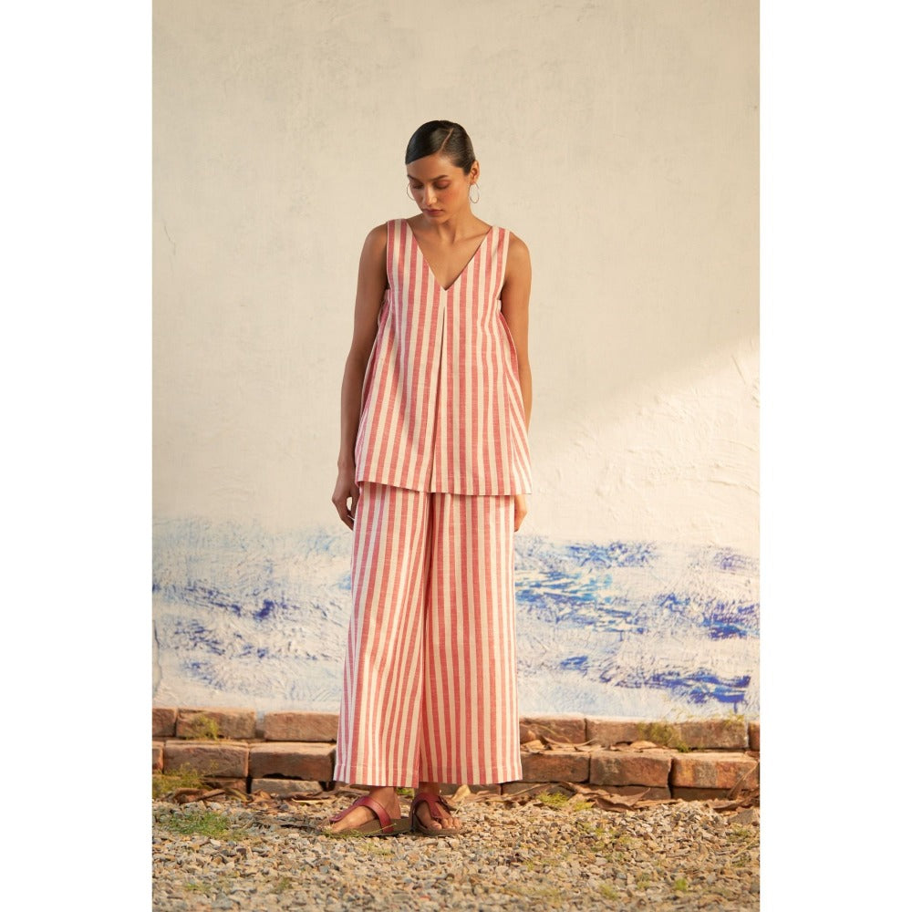 CANOOPI Crimson Stride Stripes Co Ord (Set of 2)