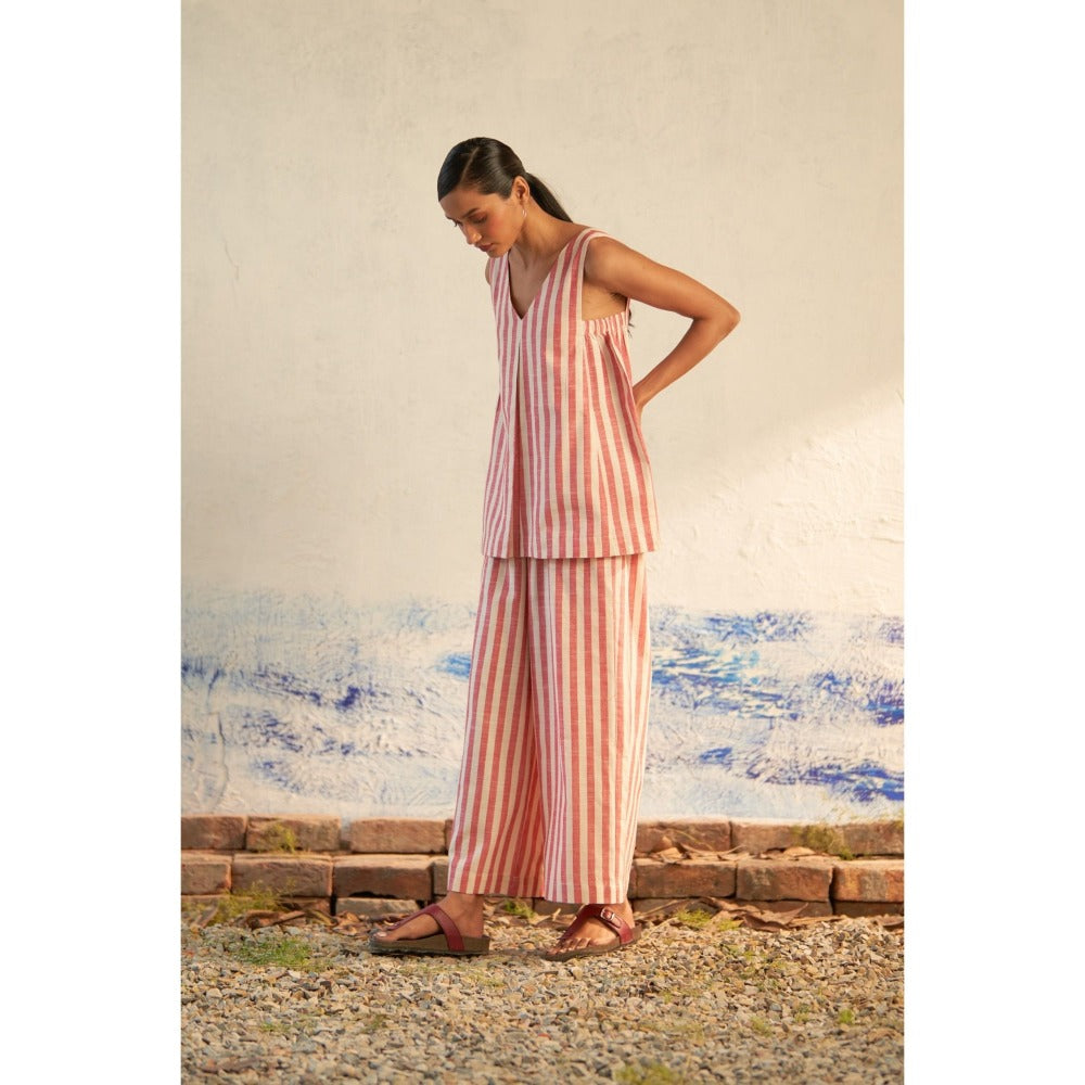 CANOOPI Crimson Stride Stripes Co Ord (Set of 2)