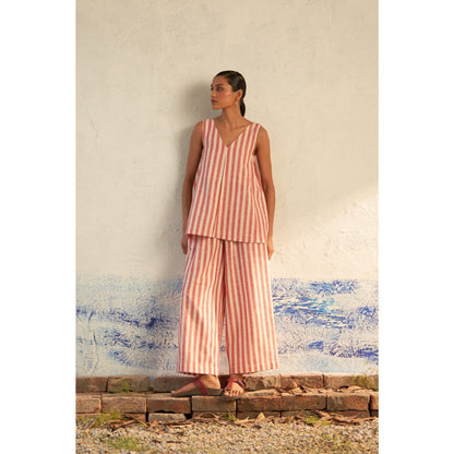 CANOOPI Crimson Stride Stripes Co Ord (Set of 2)