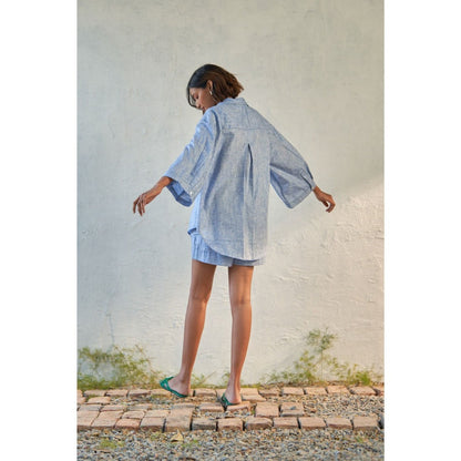 CANOOPI Blue Opal Glow Shirt and Shorts (Set of 2)