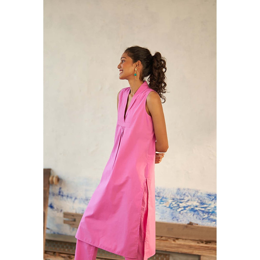CANOOPI Women Pink Cinnamon Kurta with Pant Set