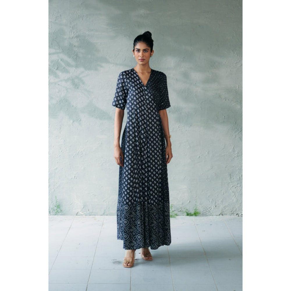 CANOOPI Midnight Bandhani Wrap Dress