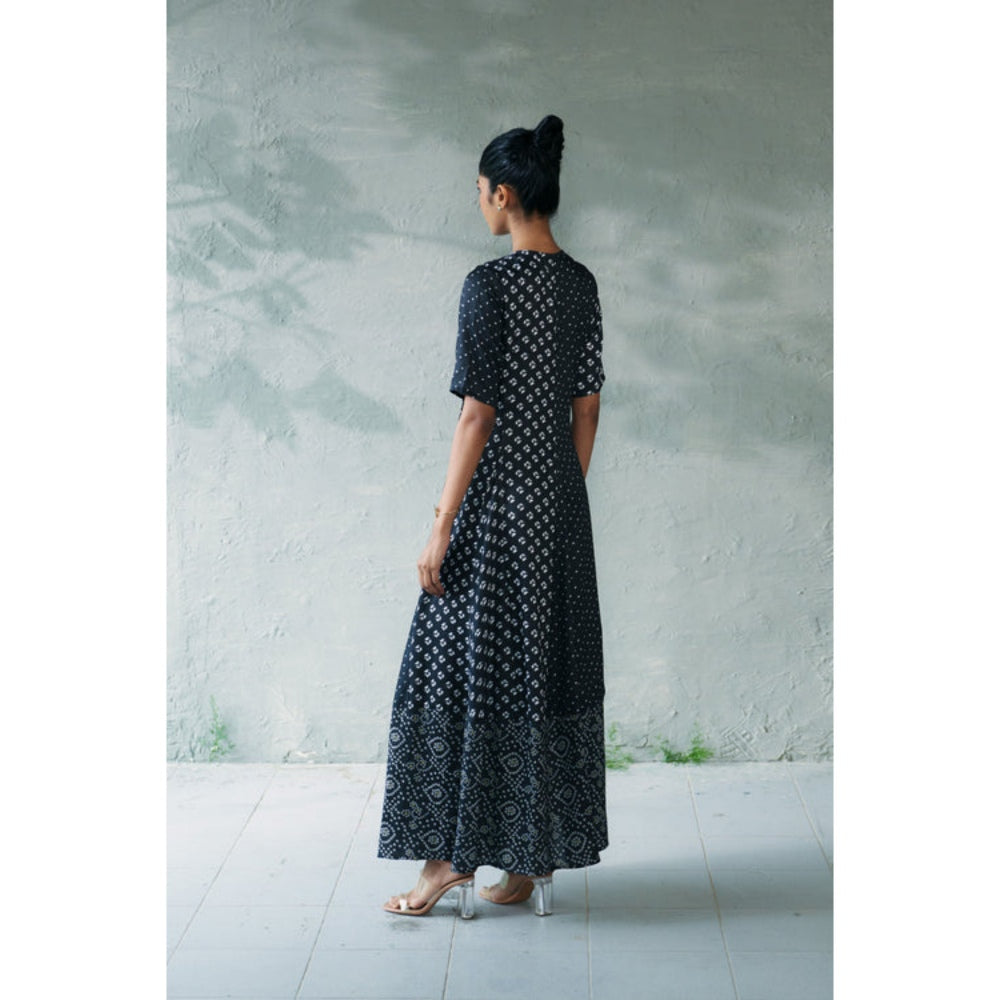 CANOOPI Midnight Bandhani Wrap Dress