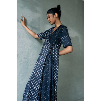 CANOOPI Midnight Bandhani Wrap Dress