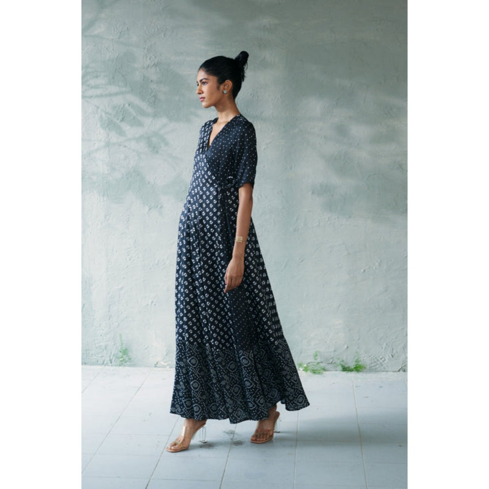 CANOOPI Midnight Bandhani Wrap Dress