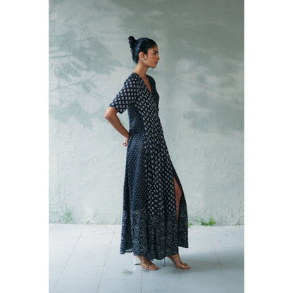 CANOOPI Midnight Bandhani Wrap Dress