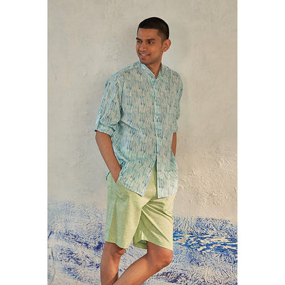 CANOOPI Green Mint Textured Bermuda Shorts