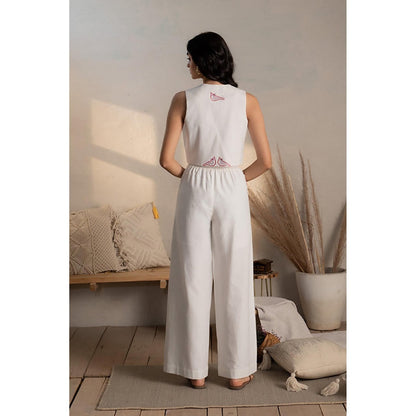 CANOOPI White Flight Embroidered Crop Top and Pant