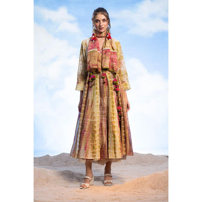 CAPISVIRLEO Overlap Kurta With Palazzo And Stole (Set of 3)