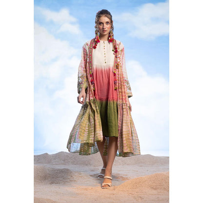 CAPISVIRLEO Embroidered Flare Jacket with Sleeveless Knee Length Dress (Set of 2)