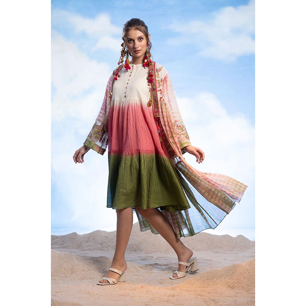 CAPISVIRLEO Embroidered Flare Jacket with Sleeveless Knee Length Dress (Set of 2)