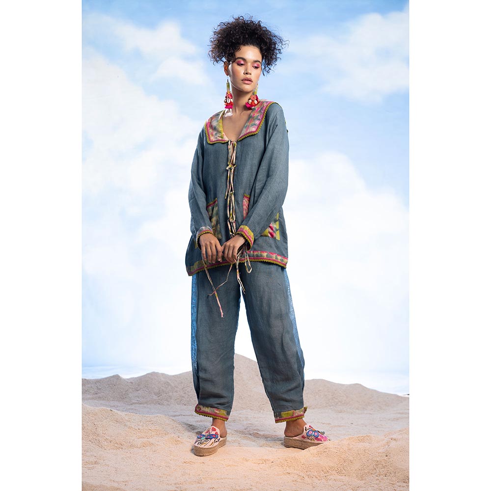 CAPISVIRLEO Crochet Beading Linen Shirt