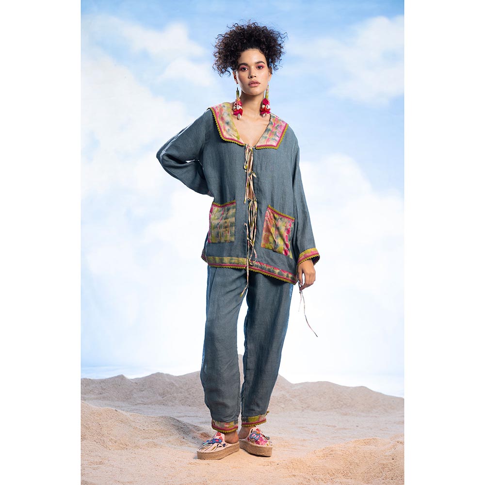 CAPISVIRLEO Crochet Beading Linen Shirt