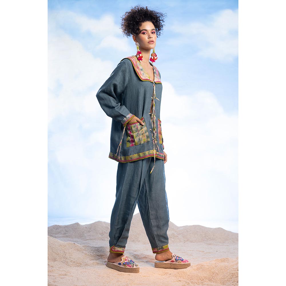 CAPISVIRLEO Crochet Beading Linen Shirt