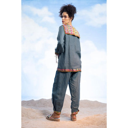 CAPISVIRLEO Crochet Beading Linen Shirt