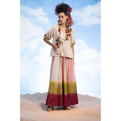 CAPISVIRLEO Embroidered Floral V-Neck Jacket