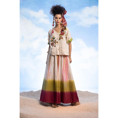 CAPISVIRLEO Embroidered Floral V-Neck Jacket