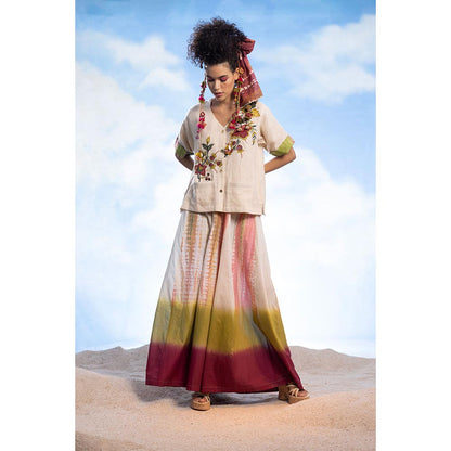 CAPISVIRLEO Embroidered Floral V-Neck Jacket